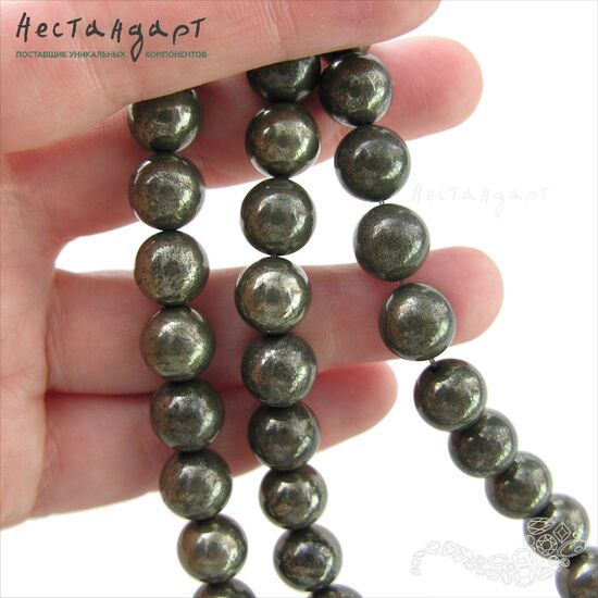 Пирит натуральный гладкий 8 мм (уп.10 шт.), изображение 2