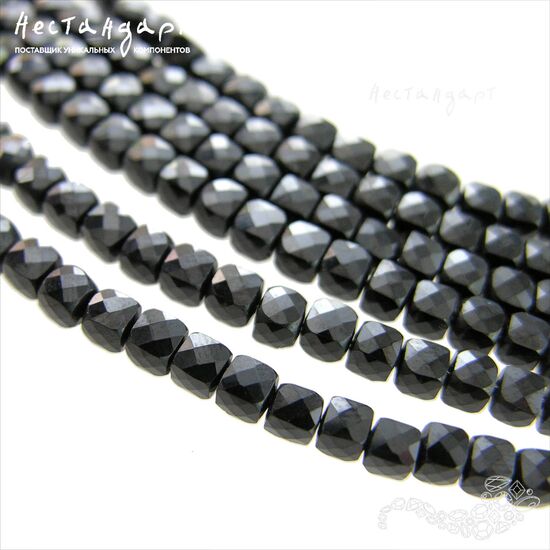 Шпинель черная с огранкой Black Cube 4 мм (уп. 10 шт.), изображение 2