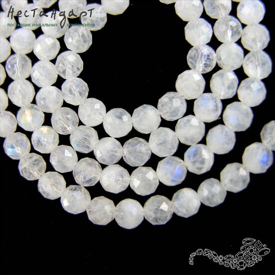 Лунный камень натуральный с огранкой 5 мм (уп. 6 шт.), изображение 3