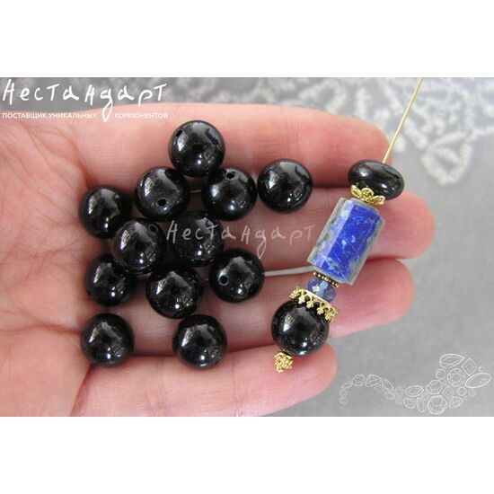 Турмалин натуральный черный гладкий шар 10 мм, изображение 4