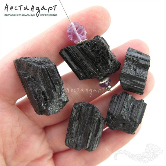 Турмалин Шерл натуральный черный необработанный 14-19 мм, изображение 3