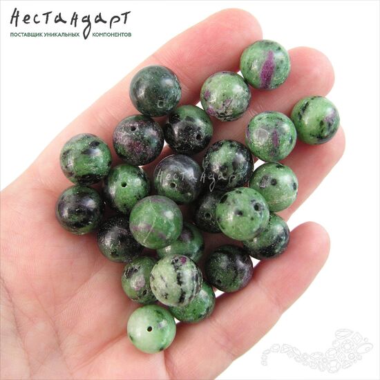 Цоизит натуральный гладкий 12 мм, изображение 2