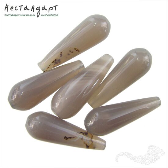 Халцедон натуральный Gray Drop 30х10 мм