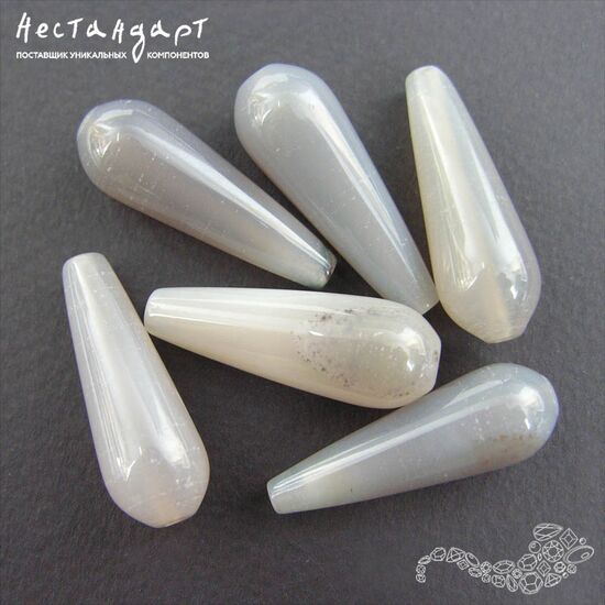 Халцедон натуральный Gray Drop 30х10 мм, изображение 4