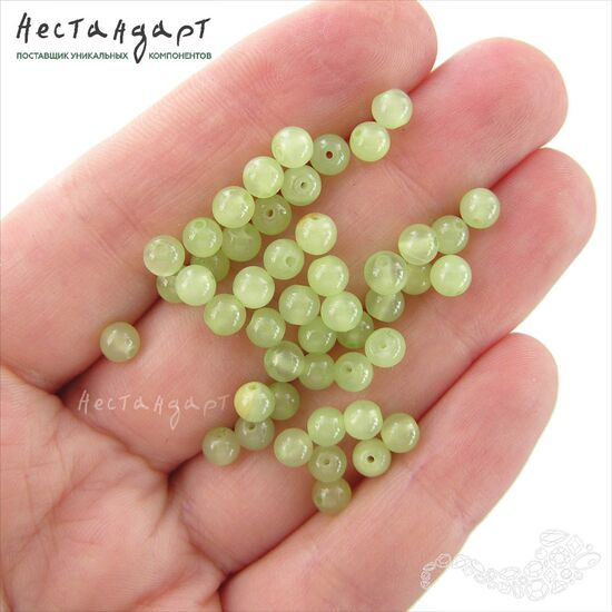 Кальцит натуральный гладкий 4,5 мм (нить 20 см), изображение 2