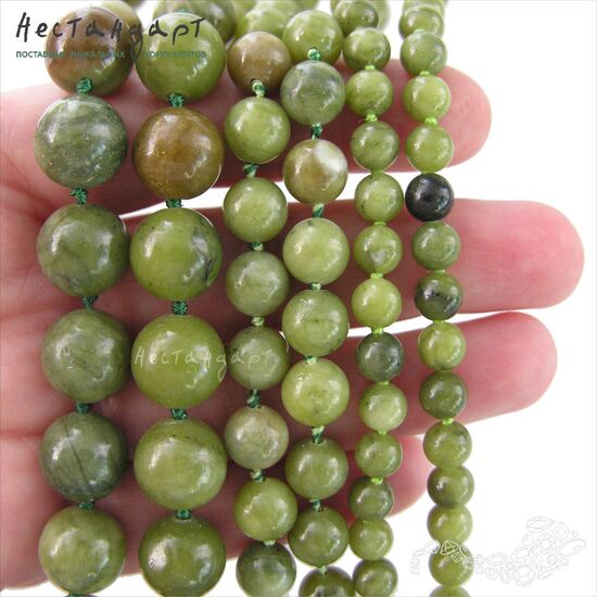 Серпентин натуральный гладкий 8 мм (уп. 5 шт.), изображение 2