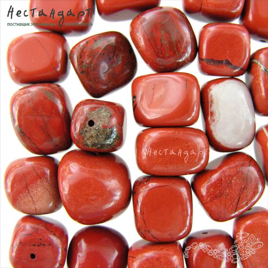 Яшма натуральная красная 15-17х12-13 мм (уп. 5 шт.), изображение 2
