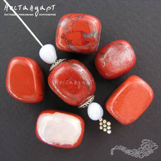 Яшма натуральная красная 15-17х12-13 мм (уп. 5 шт.), изображение 3