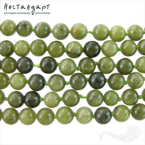 Серпентин натуральный гладкий 6 мм (нить 7 см), изображение 3