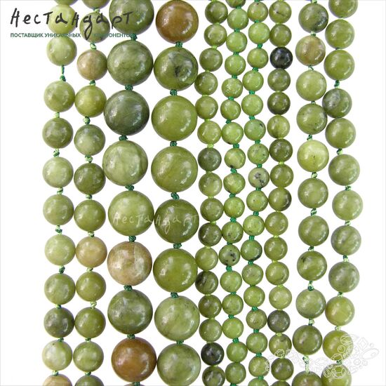 Серпентин натуральный гладкий 6 мм (нить 7 см), изображение 4