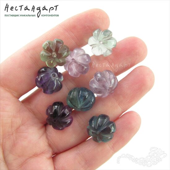 Флюорит натуральный резной Pumpkin 14х11 мм, изображение 2