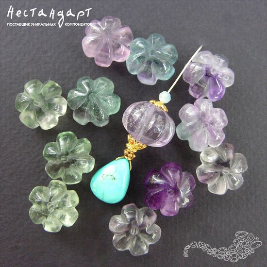 Флюорит натуральный резной Pumpkin 14х11 мм, изображение 4