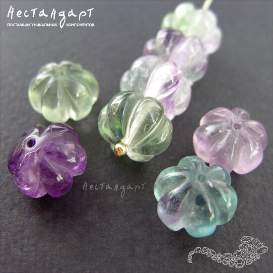 Флюорит натуральный резной Pumpkin 14х11 мм, изображение 6