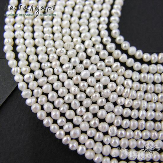 Жемчуг натуральный Mini White Potato 3 мм (нить 18 см)