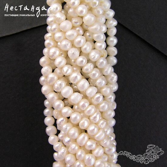 Жемчуг натуральный Mini White Potato 3 мм (нить 18 см), изображение 3