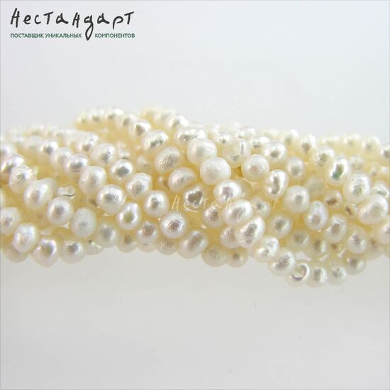 Жемчуг натуральный Mini White Potato 3 мм (нить 18 см), изображение 4