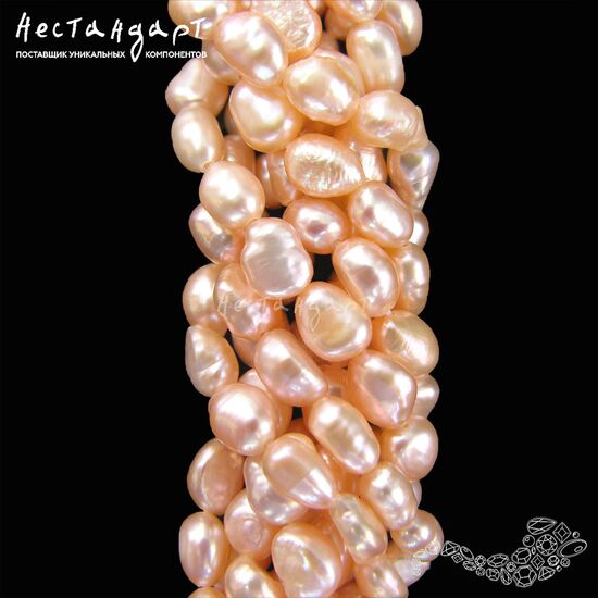 Жемчуг натуральный персиковый Apricot Potatoes 7-8 мм (нить 10 см)