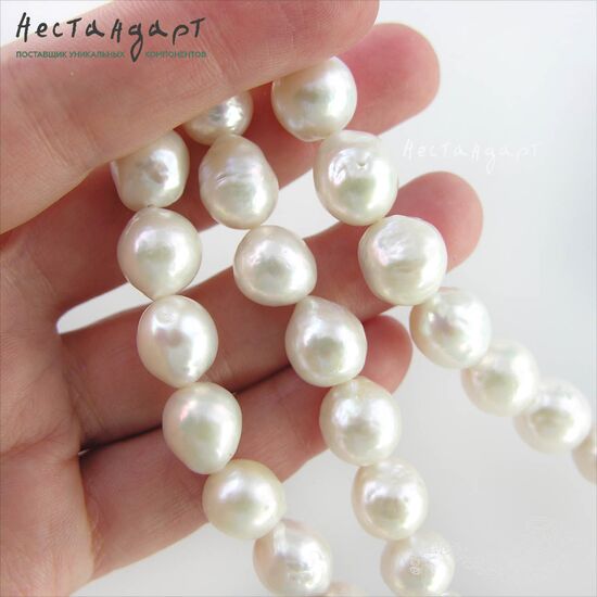 Жемчуг натуральный Baroque White 10-13 мм, изображение 2