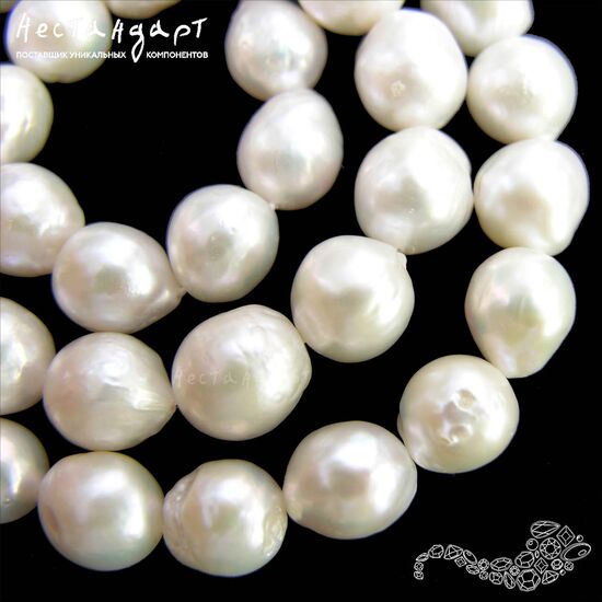 Жемчуг натуральный Baroque White 10-13 мм, изображение 3