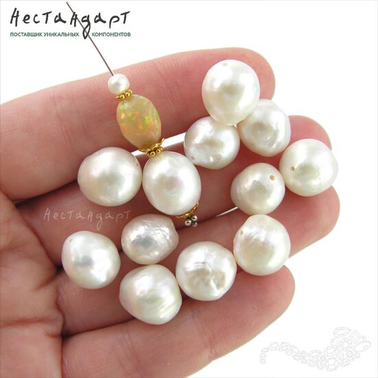 Жемчуг натуральный Baroque White 10-13 мм, изображение 4