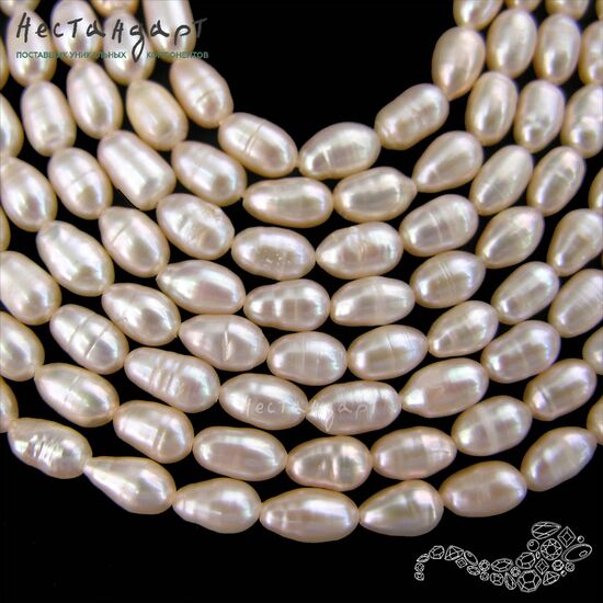 Жемчуг натуральный персиковый Peach Rice 8-9 мм (нить 10 см), изображение 4