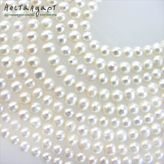 Жемчуг натуральный белый Cream Sphere 5,5-6 мм (нить 36 см), изображение 5