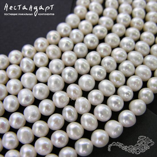 Жемчуг натуральный White Potato 6-7 мм (нить 10 см)