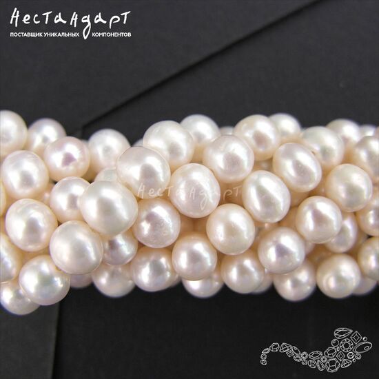 Жемчуг натуральный White Potato 6-7 мм (нить 10 см), изображение 3