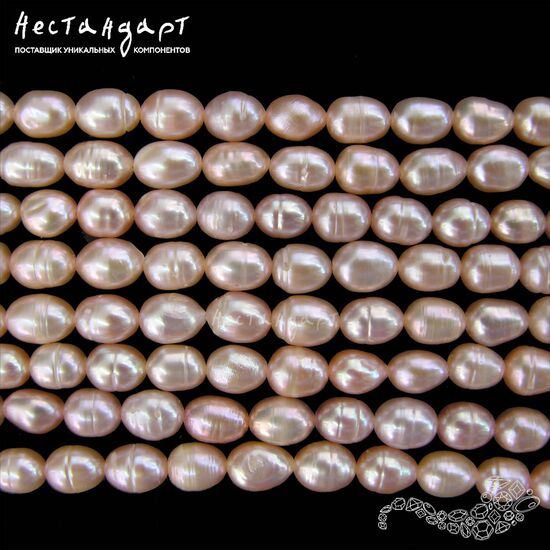 Жемчуг натуральный розовый Baroque Oval 7-9 мм (нить 10 см), изображение 4