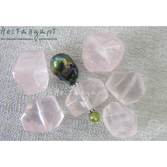 Кварц натуральный розовый Geometric Form 16х19 мм, изображение 3