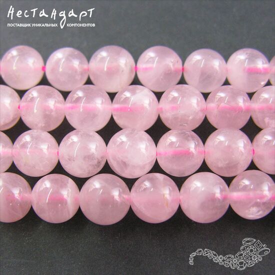 Кварц розовый натуральный 8 мм (уп. 10 шт), изображение 3