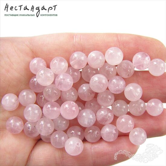 Кварц розовый натуральный 8 мм (уп. 10 шт), изображение 4