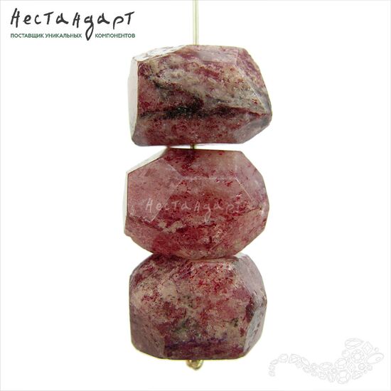 Кварц розовый натуральный с гематитом Geometric Form 17-19х12-14 мм, изображение 4