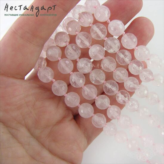 Кварц розовый натуральный с огранкой 8 мм (уп. 10 шт), изображение 2