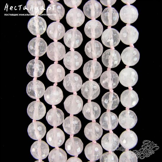 Кварц розовый натуральный с огранкой 8 мм (уп. 10 шт), изображение 3