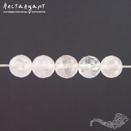 Кварц розовый натуральный с огранкой 8 мм (уп. 10 шт), изображение 5