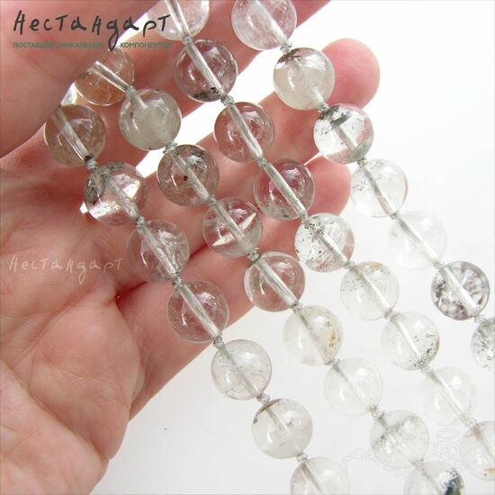 Кварц натуральный с хлоритом гладкий 11 мм (уп. 6 шт.), изображение 3