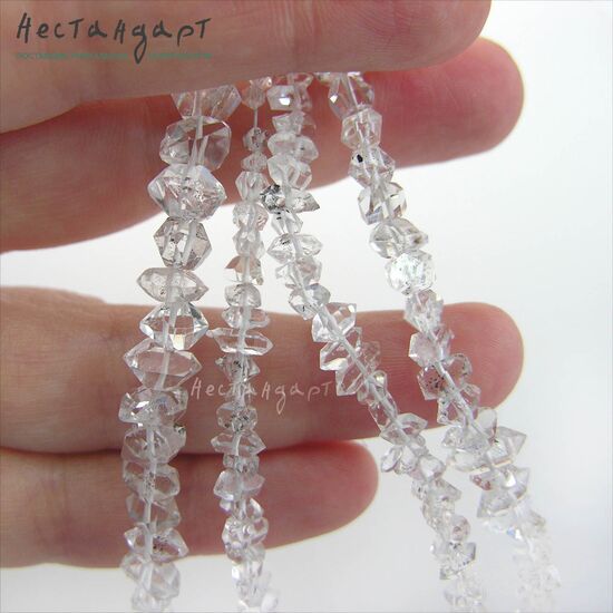 Кварц натуральный прозрачный Herkimer Diamond 3-5 мм (уп. 10 шт.), изображение 2