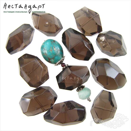 Кварц дымчатый натуральный Geometric Form 12-21х10-12 мм