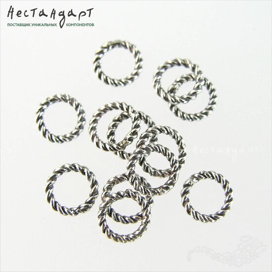 Кольцо соединительное паяное Twisted Round Antique Sterling Silver 6х1 мм