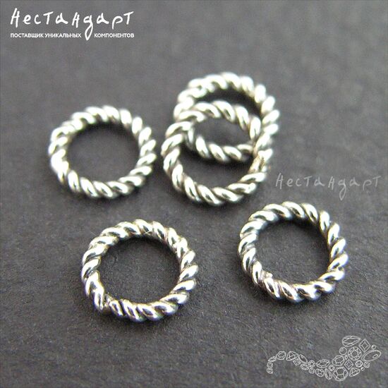Кольцо соединительное паяное Twisted Round Antique Sterling Silver 6х1 мм, изображение 2