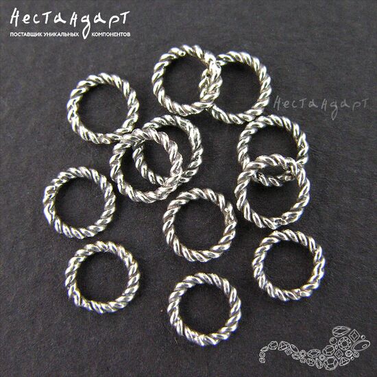 Кольцо соединительное паяное Twisted Round Antique Sterling Silver 6х1 мм, изображение 3