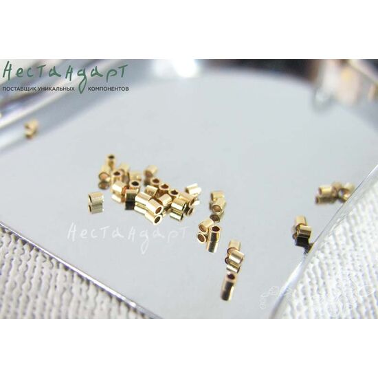 Кримп зажимной Gold Filled 1,1х1 мм (уп. 10 шт.), изображение 2