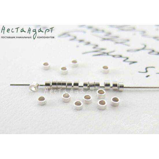 Кримп зажимной Sterling Silver 1,6х1 мм (уп.10 шт), изображение 2