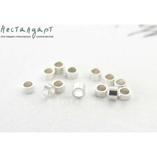 Кримп зажимной Sterling Silver 1,6х1 мм (уп.10 шт), изображение 4
