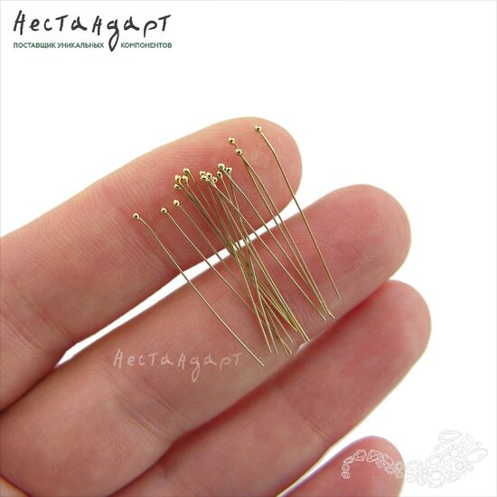 Пин с шариком Gold Filled 25,4х0,3 мм (уп. 10 шт.), изображение 3