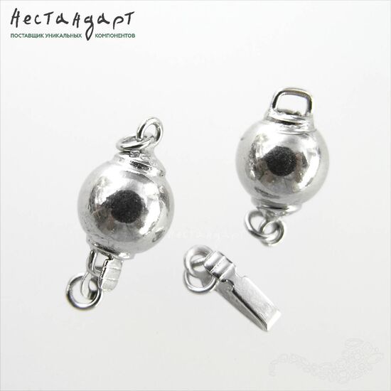 Замок с фиксатором и кольцами Ball Sterling Silver 16х8 мм