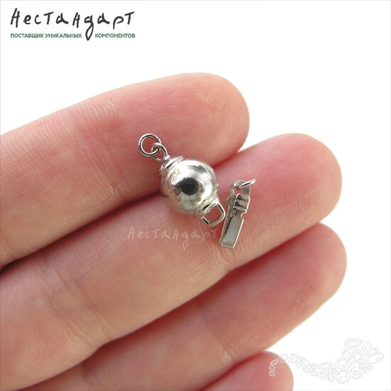 Замок с фиксатором и кольцами Ball Sterling Silver 16х8 мм, изображение 3