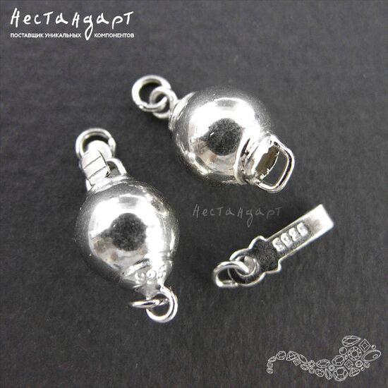 Замок с фиксатором и кольцами Ball Sterling Silver 16х8 мм, изображение 4