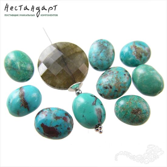 Бирюза натуральная Hubei Pebble 13-15 х 10-11 мм